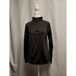 Black Athletic Jacket Womens Medium 1/4 Zip Long Sleeve Thumbhole Workout Apana
